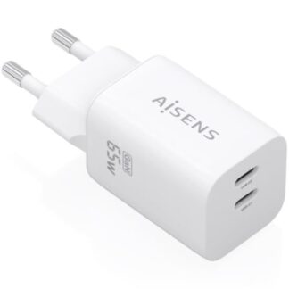 Cargador de Pared GaN Aisens A110-1029/ 2xUSB Tipo-C/ 65W/ Blanco